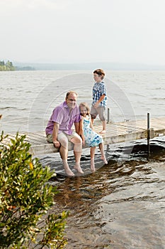 Family on a wharf