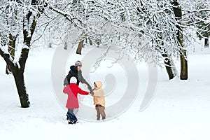 Family in winter park