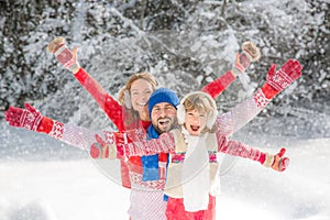 Family in winter park