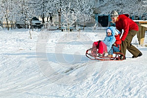 Family on winter walk