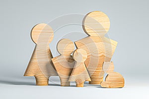 family wooden figures as unity social values