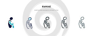 Famine icon in different style vector illustration. two colored and black famine vector icons designed in filled, outline, line