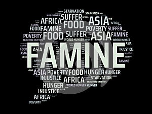 FAMINE - image with words associated with the topic FAMINE, word cloud, cube, letter, image, illustration