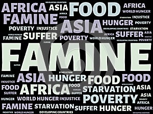 FAMINE - image with words associated with the topic FAMINE, word cloud, cube, letter, image, illustration