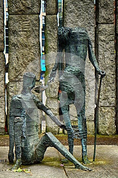 The Famine Memorial in St. Stephen`s Green, Dublin, Ireland