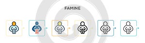 Famine vector icon in 6 different modern styles. Black, two colored famine icons designed in filled, outline, line and stroke