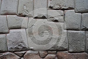 The famous 12 sided stone in old Incan stonework in Cusco, Peru