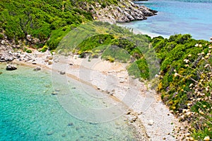Famous 2 side Porto Timoni beach, Corfu, Greece