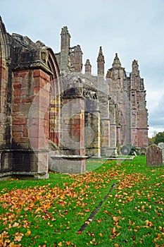 The famous abbey ruins of the monastery at Melrose Scotland