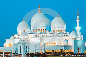 Famous Abu Dhabi Sheikh Zayed Mosque by night