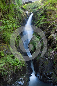 Famous Aira Force waterfall in Lake District