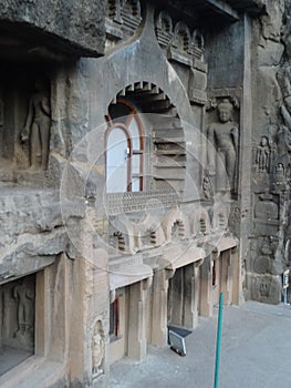 FAMOUS AJANTA CAVES ROCKCUT STRUCTURE WITH DOOR DESIGN photo