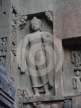 FAMOUS AJANTA CAVES ROCKCUT STRUCTURE OF GAUTAM BUDDHA photo