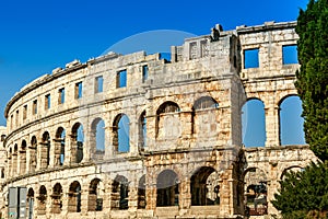 Famous amphitheater in Pula, Croatia