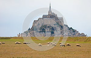 famous ancient abbey of Mont Saint Michel in Normandy in France