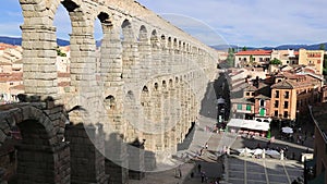 The famous ancient aqueduct in Segovia, Castilla y Leon, Spain