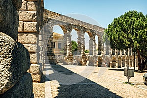 The famous ancient aqueduct in Segovia, Spain