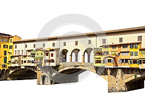 Ponte Vecchio Old Bridge, Florence, Italy isolated on white background