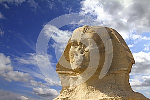 Famous ancient egypt sphinx head
