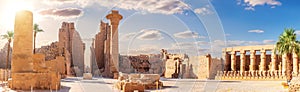 Famous ancient Karnak Temple complex, beautiful summer panorama, Luxor, Egypt