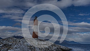 The famous ancient lighthouse at the edge of the world Les Eclaireurs. photo