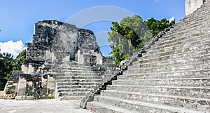 Famous ancient Mayan temples in Tikal National Park, Guatemala, Central America