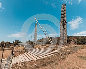 Famous ancient obelisks in city Aksum, Ethiopia