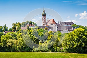 Famous Andechs Abbey in summer, district of Starnberg, Upper Bavaria, Germany