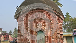 Famous Antpur Radhagovindjiu temple with crafted wood and exquisite terracotta carvings