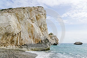 Famous Aphrodite rock in Cyprus, the birthplace of Aphrodite, the goddess of love and fertility