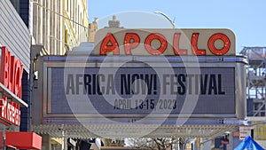 Famous Apollo Theater in Harlem,New York - NEW YORK CITY, USA - FEBRUARY 14, 2023