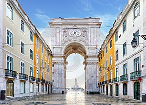 Famous arch at the Praca do Comercio, Lisbon, Portugal