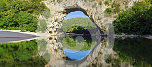 Famous arch at Vallon-Pont-d`Arc, Ardeche, France