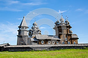 Famous architectural ensemble on Kizhi Island in Karelia in Russ photo