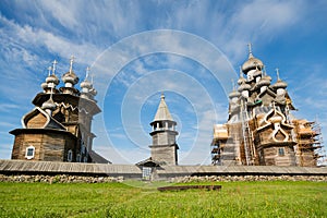 Famous architectural ensemble on Kizhi Island in Russia