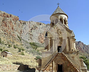 Famous Armenian Surb Astvatsatsin (Holy Mother of God) Church in Noravank monastery, Amaghu Valley, Armenia