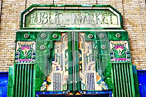 Famous Art Deco entry to the Public Market in Tulsa, Oklahoma