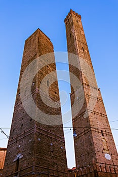 Famous Asinelli tower in Bologna Italy