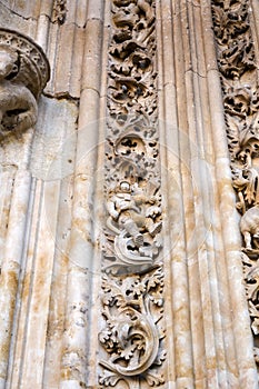 The famous astronaut carved in stone in the facade of the Salamanca Cathedral