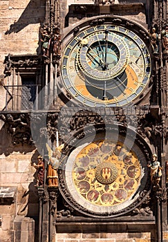 Famous astronomical clock in Old Town Square