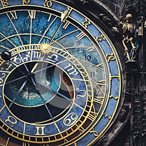 Famous astronomical clock in Prague