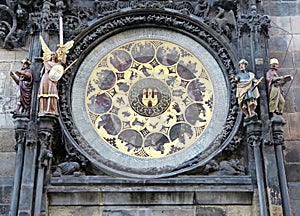 Famous astronomical tower clock in old town square of Prague. Czech Republic