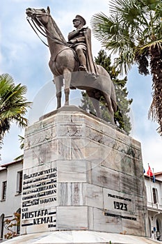 Famous Ataturk statue in Bursa. Bursa is popular tourist destination in Turkey.