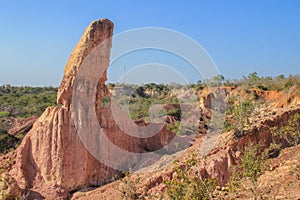 The famous attraction in Kenya is the gorge of Hell`s Kitchen - stones and rocks with colorful sand near Marafa, Malindi