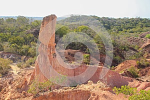 The famous attraction in Kenya is the gorge of Hell`s Kitchen - stones and rocks with colorful sand near Marafa, Malindi