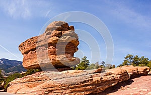 The famous Balanced Rock in Garden of the Gods, Colorado Springs, Colorado, USA