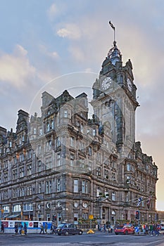Famous Balmoral Hotel on the Princess Street in downtown Edinburgh