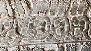 The famous bas-relief of Apsaras, of the Angkor Wat temple in Siem Reap, Cambodia