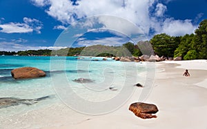 The famous beach of Anse Lazio, Seychelles photo