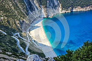 Famous beach Mirtos on Kefalonia island in Greece